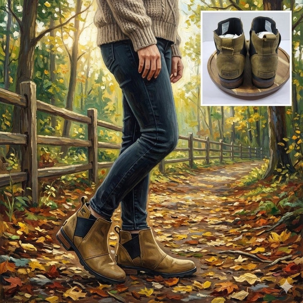 Sorel Emelie Chelsea Boots Women's Size 10 Major Tan‎ Waterproof Leather NL2671